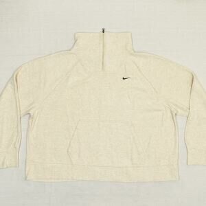 Nike Women 1/4 Zip Pullover Sweatshirt Therma Fit Beige Plus Size 2X Long Sleeve